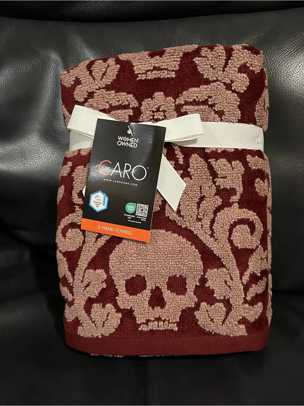 CARO HOME Halloween Skull Hand Towels, Set of 2
